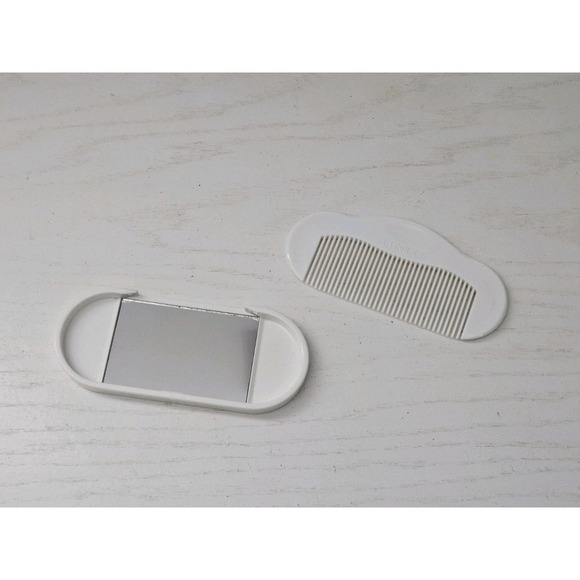 Clinique Other - Vintage Clinique Comb‎ & Mirror Set Snap Together White 1980s Travel Compact